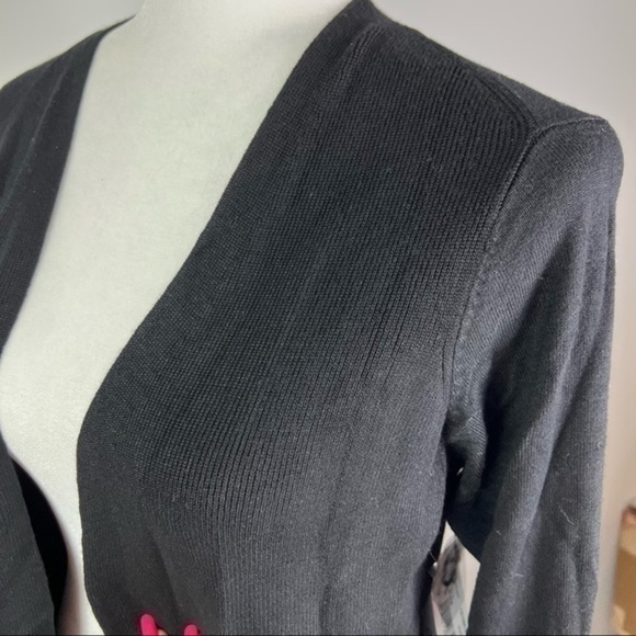 Worthington womens size petite medium black open front cardigan - Picture 3 of 10
